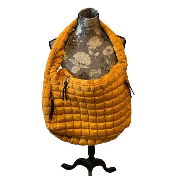 FREE PEOPLE  Quilted Shoulder Bag Mustard Yellow NWOT - Picture 2 of 6